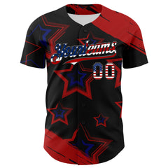 Maxcorners Custom White Red-Royal 3D American Flag America-Inspired Premium Baseball Jersey LM0210