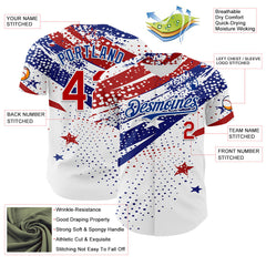 Maxcorners Custom White Red-Royal 3D American Flag National Symbols Bald Eagle Premium Baseball Jersey LM0210