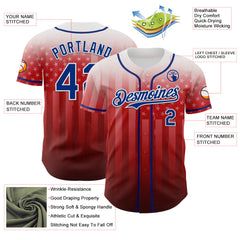 Maxcorners Custom White Red Navy-Royal 3D American Flag America-Inspired Premium Baseball Jersey LM0210