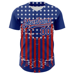 Maxcorners Custom Black USA Flag-White 3D Retro American Flag Premium Baseball Jersey LM0210