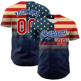 Maxcorners Custom Red Royal-White 3D Gradient American Flag America-Inspired Premium Baseball Jersey LM0210