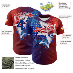 Maxcorners Custom White USA Flag Red Royal-Black 3D Gradient Retro Stripe American Flag Premium Baseball Jersey LM0210