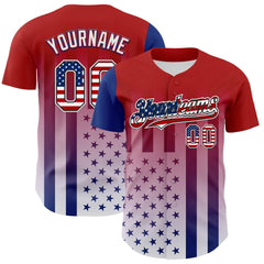 Maxcorners Custom Navy Star Red-White 3D American Flag Premium Baseball Jersey LM0210