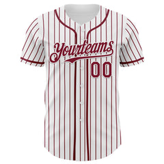 Maxcorners Custom White Crimson Pinstripe Crimson 3D Pattern Design New York Cityscape Premium Baseball Jersey LM0210
