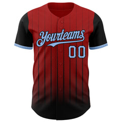 Maxcorners Custom Red Light Blue-Black 3D Pattern Design Gradient Geometric Shape Premium Baseball Jersey LM0210