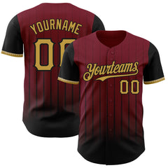 Maxcorners Custom Crimson Old Gold-Black 3D Pattern Design Gradient Geometric Shape Premium Baseball Jersey LM0210