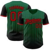 Maxcorners Custom Kelly Green Red-Black 3D Pattern Design Gradient Geometric Shape Premium Baseball Jersey LM0210