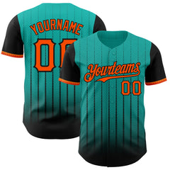 Maxcorners Custom Aqua Orange-Black 3D Pattern Design Gradient Geometric Shape Premium Baseball Jersey LM0210