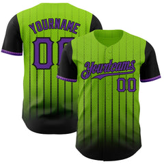 Maxcorners Custom Neon Green Purple-Black 3D Pattern Design Gradient Geometric Shape Premium Baseball Jersey LM0210