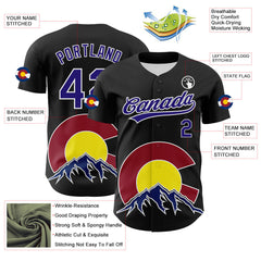 Maxcorners Custom Black Dark Purple Red Yellow Blue-White 3D Urban City Edition Sports Premium Baseball Jersey LM0210
