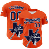 Maxcorners Custom Orange Navy Silver-White 3D Urban City Edition Sports Premium Baseball Jersey LM0210