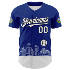 Maxcorners Custom Royal White-Black 3D Urban City Edition Sports Premium Baseball Jersey LM0210