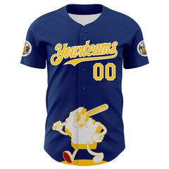Maxcorners Custom Blue Gold Red-White 3D Urban City Edition Sports Premium Baseball Jersey LM0210