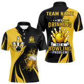 Maxcorners Funny yellow and black Bowling beer shirts for men custom My drinking team has a bowling problem LM2504