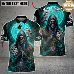 Maxcorners Darts Skull Shadow Owl Multicolor Customized Name, Team Name 3D Shirts