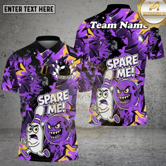 Maxcorners Spare Me Bowling Cartoon Fire Burst Multioptions Personalized Name, Team Name Unisex 3D Shirt (4 Colors)