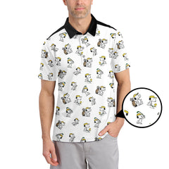 Maxcorners Custom Name Pattern Snoopy Golf Shirt, Peanuts Golf Polos, Golf Gift For Men's, Crazy Golf Shirts