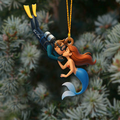 Maxcorners Diving Couple Home Decor, Christmas Ornament, Personalized Ornament 2D Flat LM2111