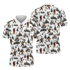 Maxcorners Bigfoot Sasquatch Men's Golf Polo Shirt, Funny Golf Shirt, Men Golf Gifts