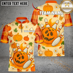 Maxcorners Bowling Pumpkin Autumn Personalized Name, Team Name Unisex 3D Shirts