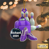 Maxcorners Purple Bowling Personalized Christmas Ornament, Gift For Bowling Lovers MT1611