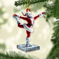 Maxcorners Custom Name Santa Figure Skating Ornament, Santa Christmas Decoration 2D Flat LM2111