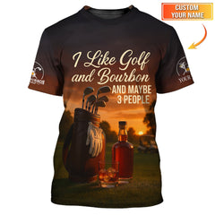 Maxcorners Custom Golf Polo Shirt, Bourbon Lover Golf Tee Sunset Style, Funny Golf Gift for Men