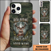 Maxcorners Artist Hunting - Buck Around And Find Out Deer Forest Camo Personalized Name Phone Case