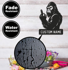 Maxcorners Personalized Bigfoot Metal Sign WITH LED/WITHOUT LED Light, Funny Sasquatch Middle Finger Wall Art, Hunter Gag Gift for Man Cave or Garage LM0110
