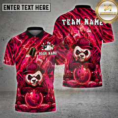 Maxcorners Bowling Shirts Panda Lightning Design Multi Options Personalized Name, Team Name 3D Shirt
