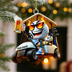 Maxcorners Golf Beer Custom Acrylic Ornaments, Golf Christmas Ornaments, Christmas Golf Gift