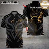 Maxcorners Bowling Golden Royal Flame Multicolor Customized Name, Team Name 3D Shirts