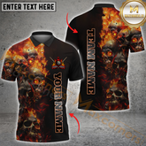 Maxcorners Fiery Skull Billiard Jersey Multicolor Options Personalized Name, Team Name 3D Polo Shirt