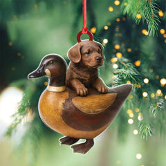 Maxcorners Personalized Funny Puppy and Duck Acrylic Ornament – Rustic Hunting Decor for Dog Lovers, Country Cabin Wall Art, Whimsical Farmhouse Gift for Hunters
