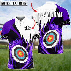 Maxcorners Archery Classic Multicolor Option Personalized Name, Team Name 3D Polo Shirt