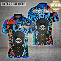 Maxcorners Billards Shirts 8 Ball Pool Cartoon Character Graffiti Style Multi Options Personalized Name, Team Name 3D Shirt