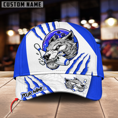 Maxcorners Bowling Wolf Strike Power Multicolor Personalized Name 3D Cap