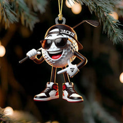 Maxcorners Custom Name Cool Golf Ball Acrylic Ornament, Christmas Golf Gift, Golf Xmas Ornaments, Cool Golf Gift LM1611