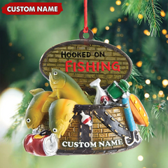 Maxcorners Custom Fishing Ornament - Personalized Hooked on Fishing Christmas Decoration LM0411
