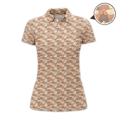 Maxcorners Pattern Golf Polos, Boob Design Funny Golf Shirt for Men, Crazy Golf Shirts