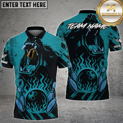 Maxcorners Bowling Shirt Angry Bear Fire Strike Wild Roar Multioptions Personalized Name, Team Name Unisex 3D Shirt (4 Colors)