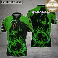 Maxcorners Bowling Shirt Angry Bear Fire Strike Wild Roar Multioptions Personalized Name, Team Name Unisex 3D Shirt (4 Colors)