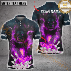 Maxcorners Fiery Lion Bowling Jersey Multicolor Option Personalized Name, Team Name 3D Polo Shirt