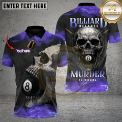 Maxcorners Death Skull 8 Ball Billiards Multicolor Customized Name, Team Name 3D Shirt