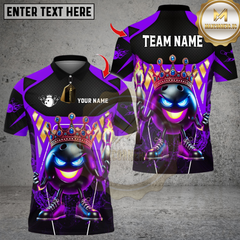 Maxcorners King Bowling With Flame Pin Multicolor Customized Name, Team Name 3D Shirts