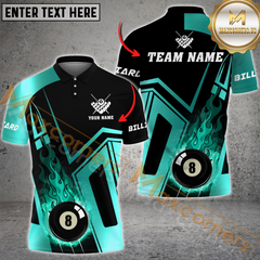 Maxcorners 8 Pool Flame Billiard Jersey Multicolor Options Personalized Name, Team Name 3D Polo Shirt