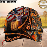 Maxcorners Hunting Deer USA Falg Camouflage Multicolor Personalized Name 3D Cap