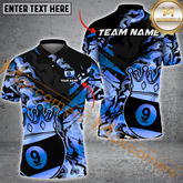 Maxcorners Billiard Ball 9 King Crown Golden Pattern Vintage Multicolor Options Personalized Name, Team Name 3D Polo Shirt