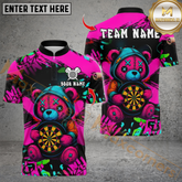 Maxcorners Darts Colorful Patchwork Bear Design Multioptions Customized Name, Team Name 3D Shirt (4 Colors)