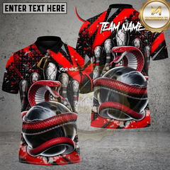 Maxcorners Bowling Inferno Snake Multicolor Customized Name, Team Name 3D Shirts